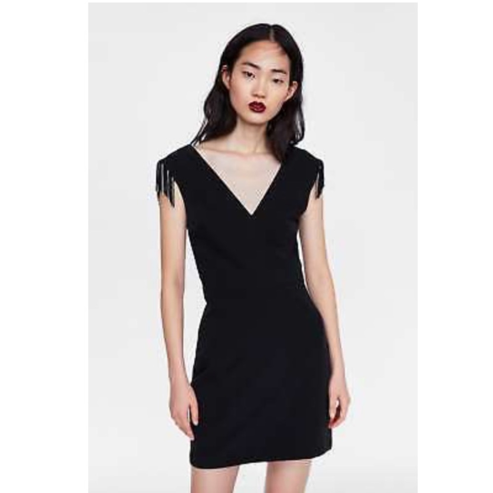 Zara V neck Fringe dress